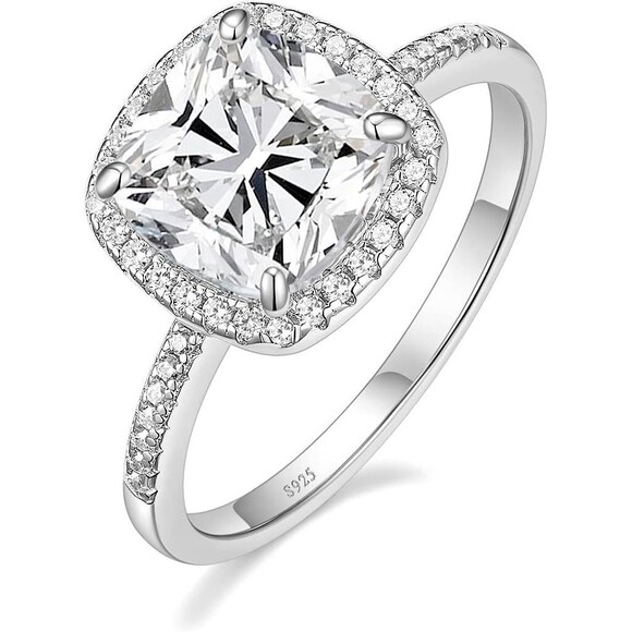 3.5CT 925 Sterling Silver Ring Cushion Cut Cubic Zirconia CZ Engagement Wedding - Picture 5 of 5